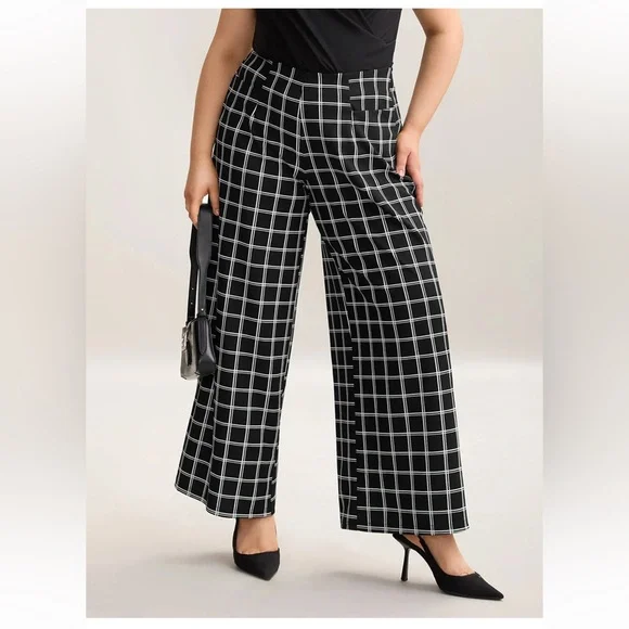 BloomChic Black and Gray Plaid Pants - Picture 5 of 6